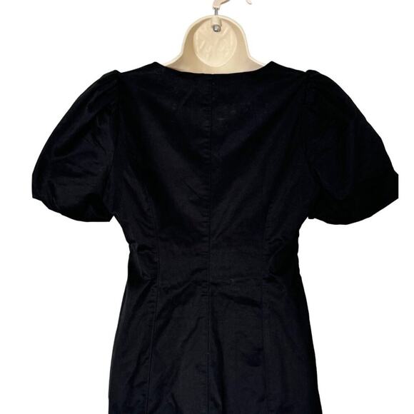 NWT J.Crew Button Front Puff Sleeve Mini Dress Black Size 4 - Picture 9 of 12